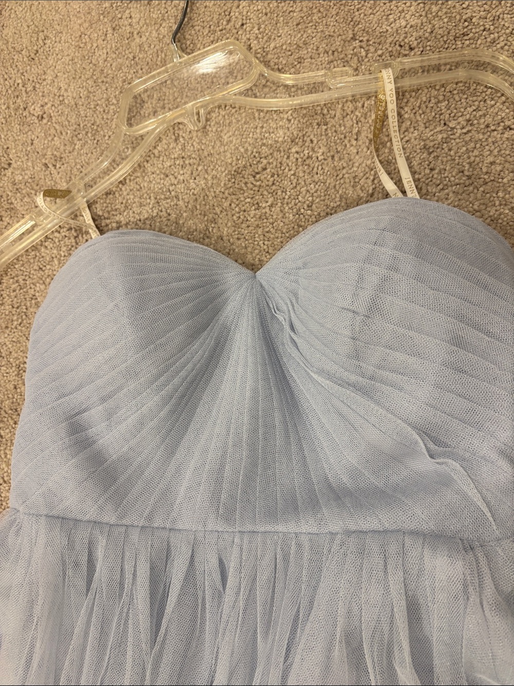 Jenny Yoo Light Blue strapless Annabelle tuille Satin Lined Dress size 4 - Picture 7 of 7